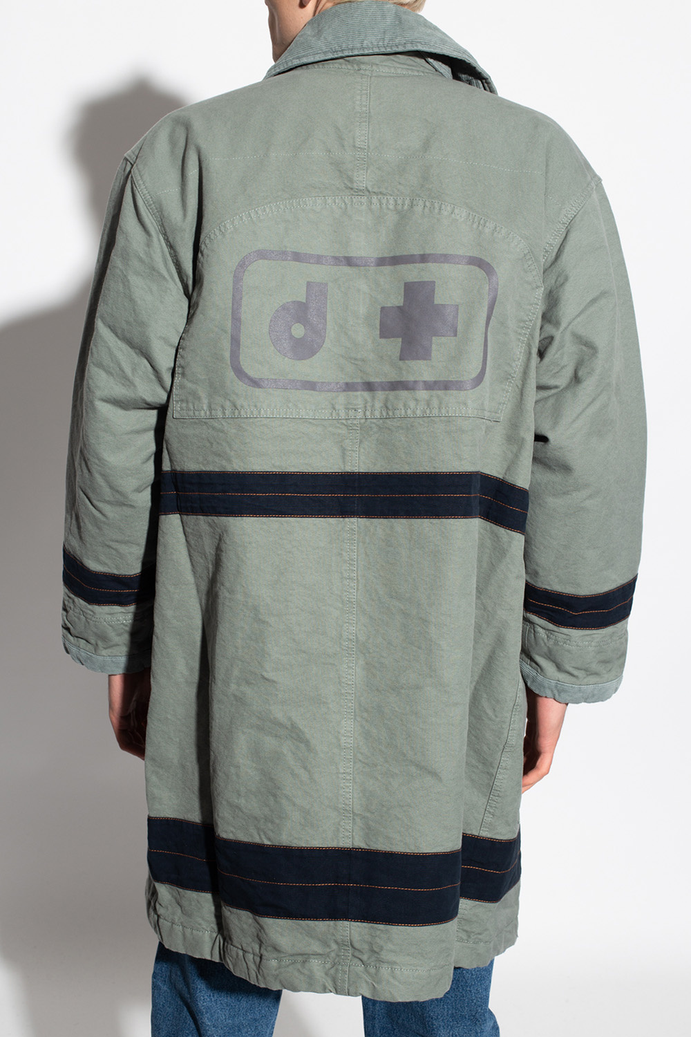 Diesel Kids logo-patch hooded quilted jacket Grau