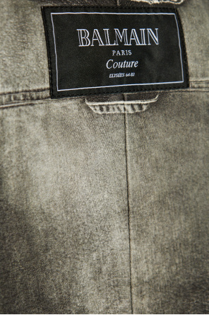 Balmain Leather jacket with print