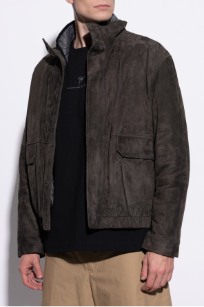 Emporio Armani Suede jacket with stand collar