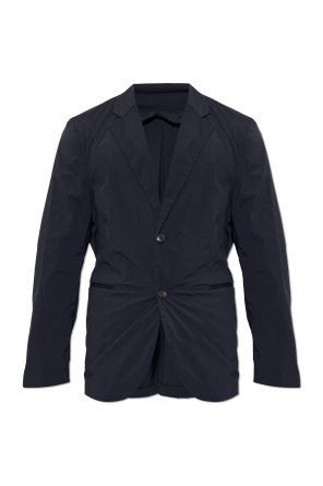 Blazer with detachable stand-up collar