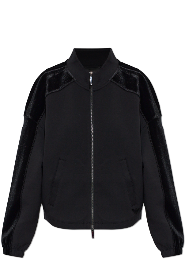Sweatshirt with side stripes and a velvet finish od Emporio Armani