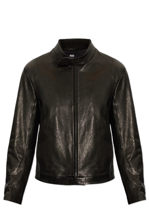 Leather Jacket with Stand Collar