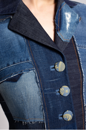 Dolce & Gabbana Kids logo-embossed zip-through hoodie Denim blazer with notch lapels