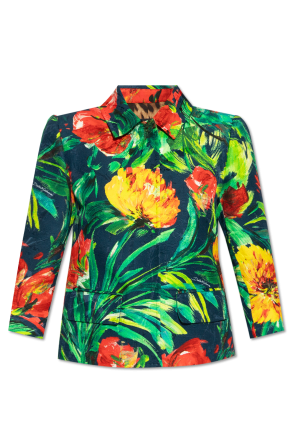 Blazer with floral motif od Dolce & Gabbana Kids Joggingshorts mit Kordelzug Blau