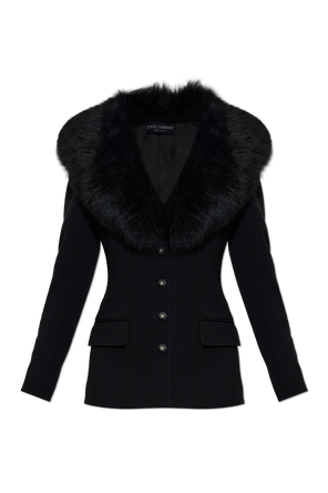 Wool Blazer with Fur Collar