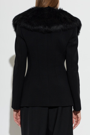 Dolce & Gabbana Wool Blazer with Fur Collar