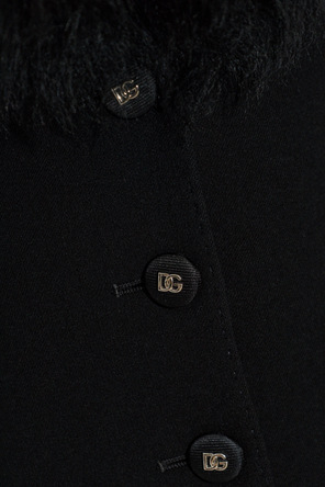 Dolce & Gabbana Wool Blazer with Fur Collar