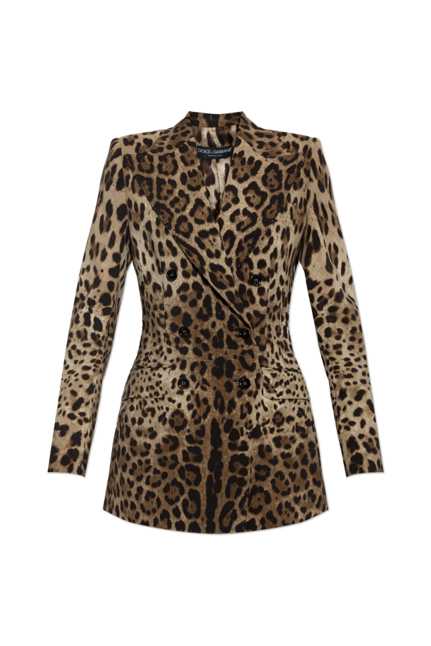 Double-breasted blazer with animal print od Dolce & Gabbana