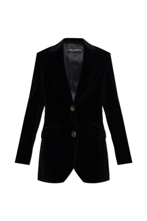 Velvet blazer with a single vent