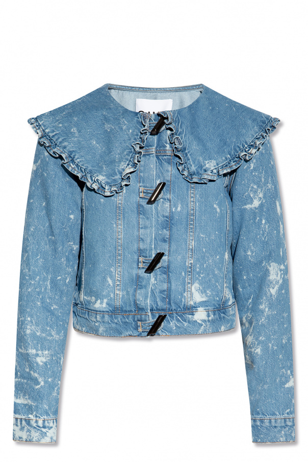 Ganni Denim jacket with ruffle collar