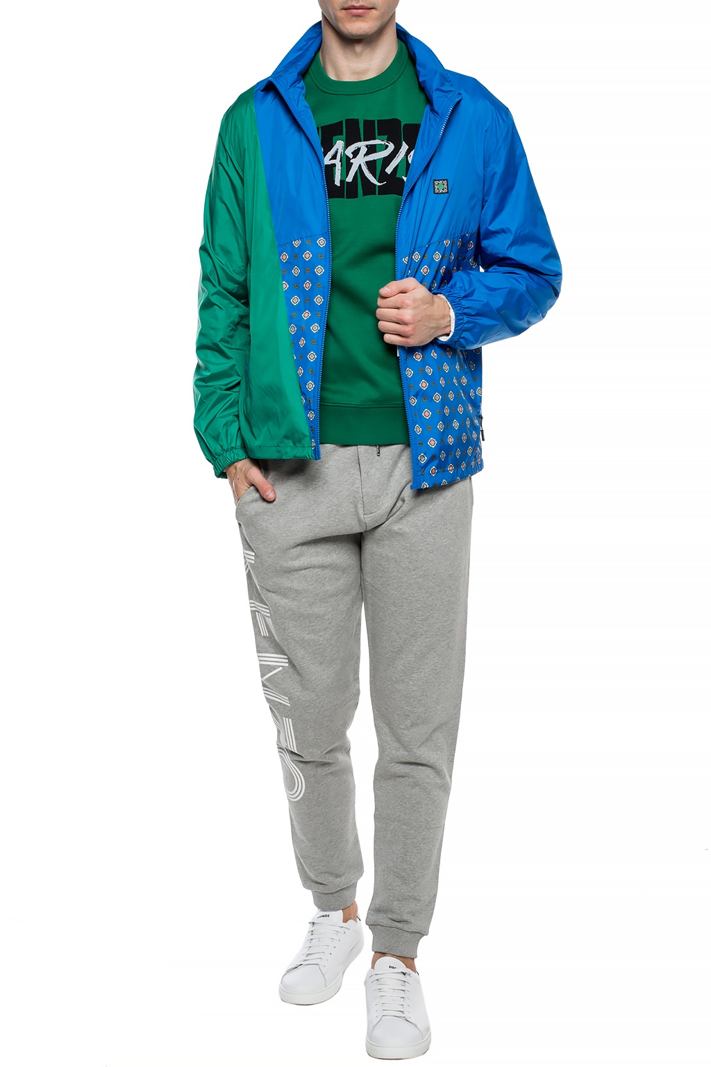 patterned rain jacket