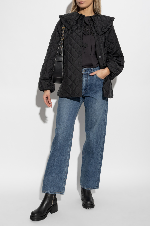 Ganni Quilted jacket with wide collar