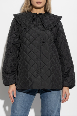 Ganni Quilted jacket with wide collar