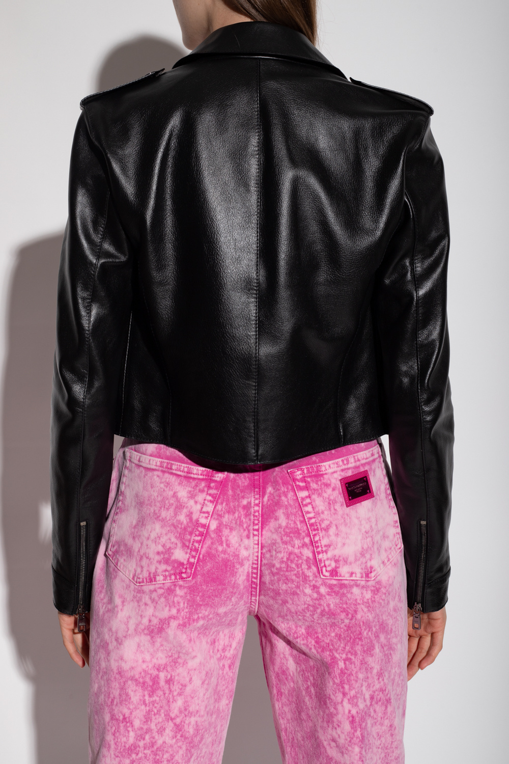 Dolce & Gabbana Kids Sandali con logo Rosa Leather biker jacket
