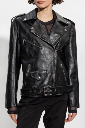 Dolce & Gabbana Kids floral-print T-shirt dress Leather biker jacket