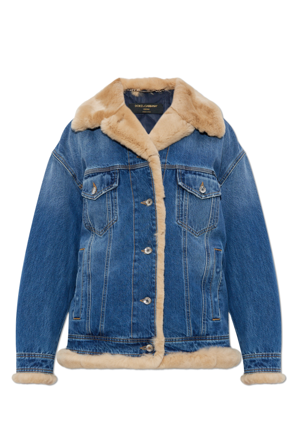 Denim jacket finished with rabbit fur od Dolce & Gabbana