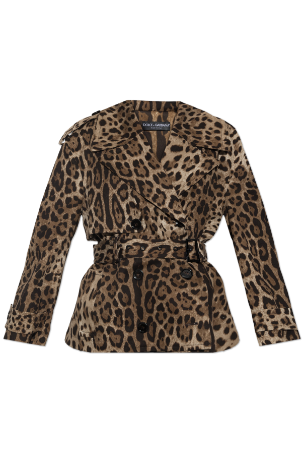 Double-breasted trench coat with animal print od Dolce & Gabbana