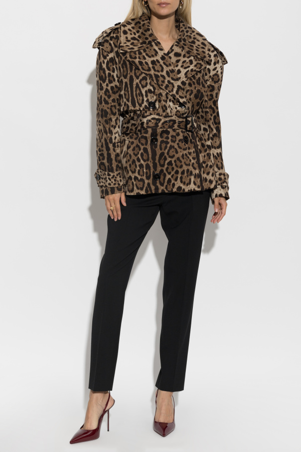 Dolce & Gabbana Double-breasted trench coat with animal print