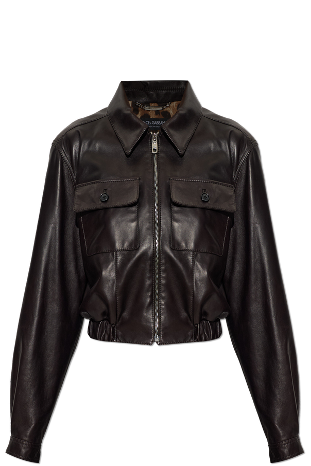 Dolce & Gabbana Chaqueta de cuero con bolsillos