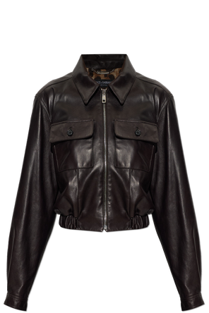 Chaqueta de cuero con bolsillos