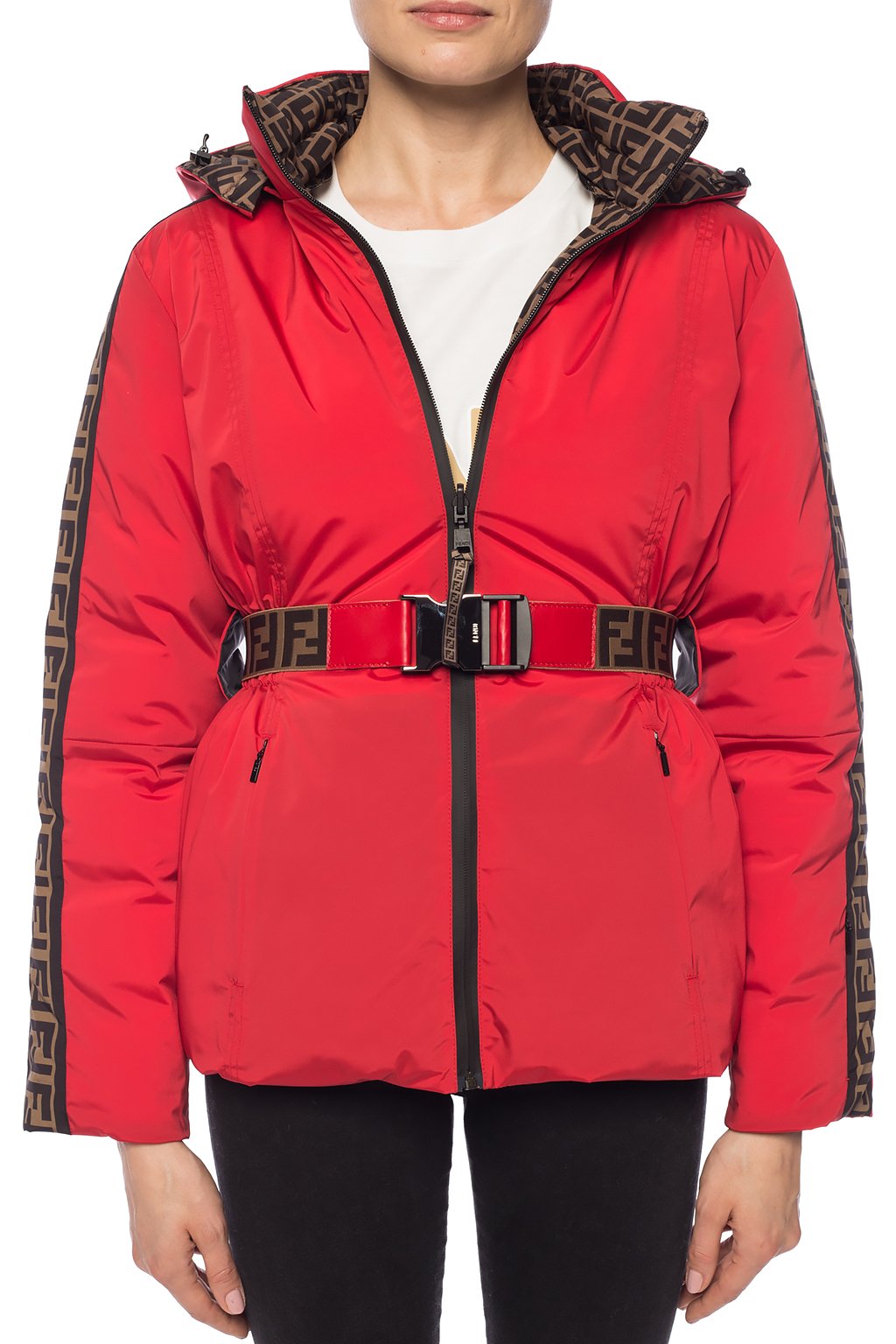 FENDI Reversible hooded printed padded down ski jacket