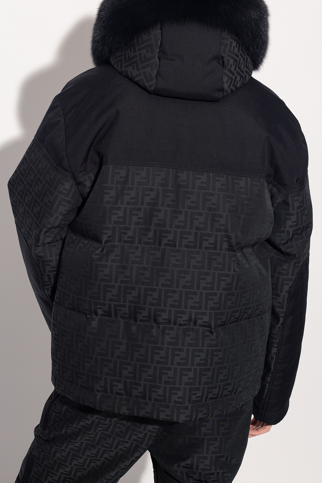 Fendi Reversible Belted Printed Ski Jacket in Black