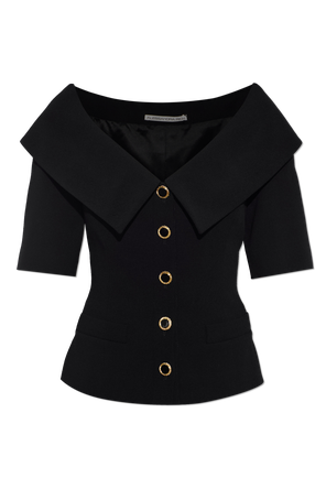 Wool blazer with short sleeves