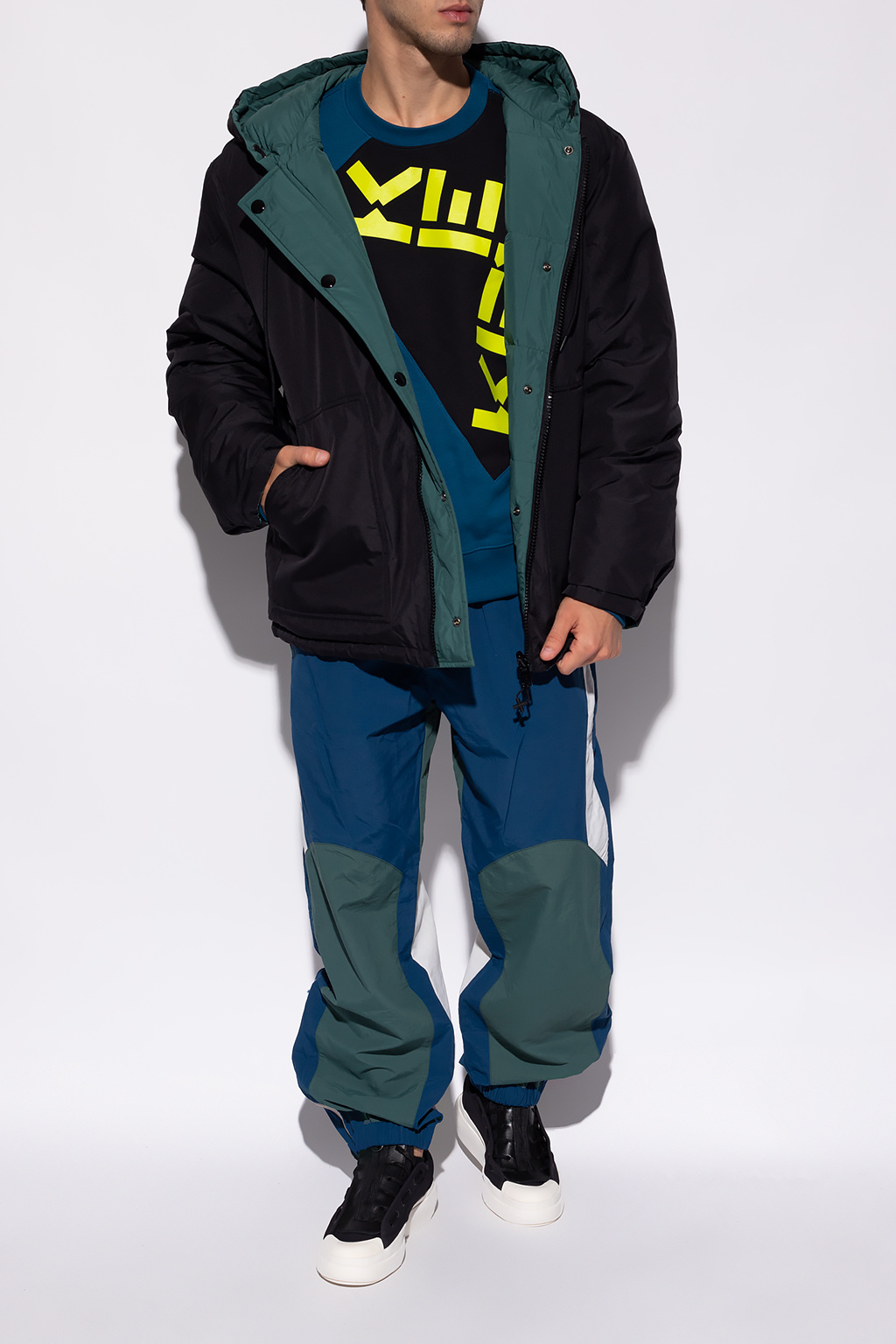 Kenzo Black & Green Monogram Seasonal Jacket Kenzo