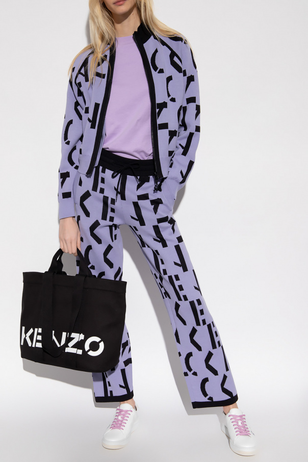 Kenzo abstract-print hooded puffer for jacket Weiß