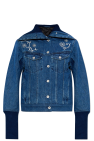 Kenzo BLUE Denim jacket with wool collar