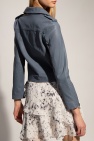 AllSaints BLUE ‘Fern’ leather biker jacket