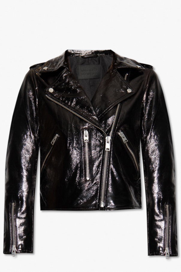 AllSaints ‘Fern’ leather biker Interlocking jacket
