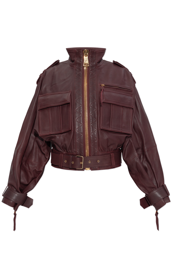 Leather jacket with high collar, zdjęcie 1 Leather jacket with high collar od Balmain