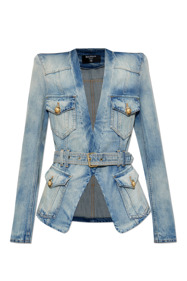 Denim jacket with belt od Balmain