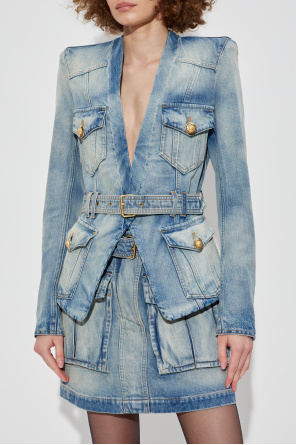 Balmain Jeansjacke mit Gürtel