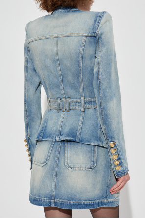 Balmain Jeansjacke mit Gürtel
