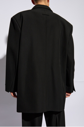 long-sleeved t-shirt featuring a front print Woolen coat