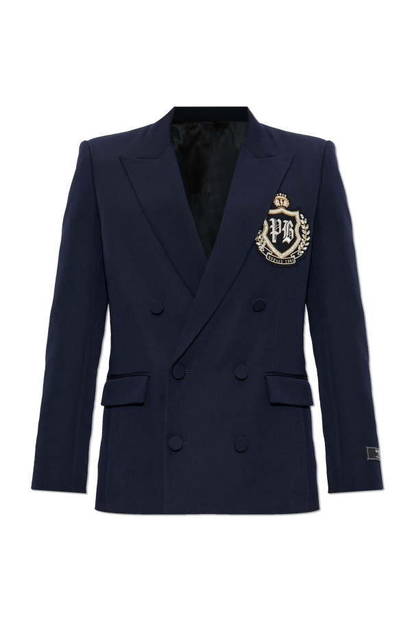 Double-breasted blazer with applique od Balmain