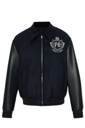 Jacket with leather sleeves