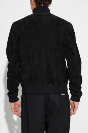 Balmain Chaqueta de ante con logo bordado