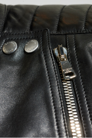 Balmain Leather jacket with stand-up collar
