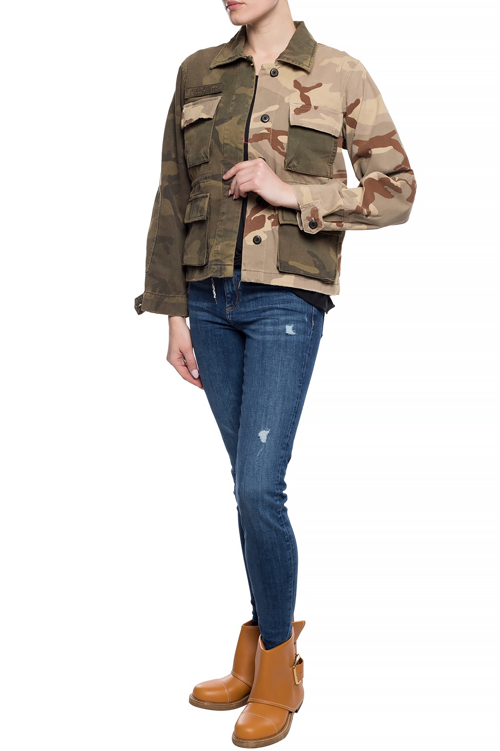 Finch Camo Embellished Denim Jacket CAMO GREEN