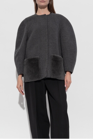 Fendi Wolljacke mit pelzbesetzten Taschen