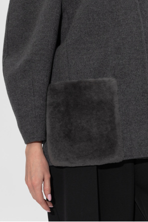 Fendi Wolljacke mit pelzbesetzten Taschen