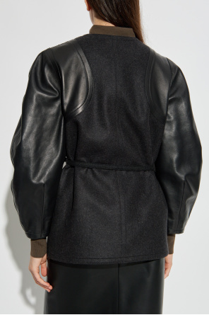 Fendi Wolljacke mit Lederärmeln
