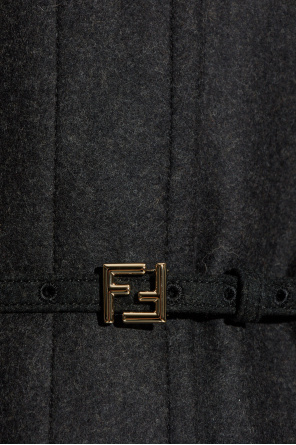 Fendi Wolljacke mit Lederärmeln