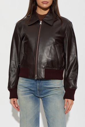 Ami Alexandre Mattiussi Leather jacket with collar
