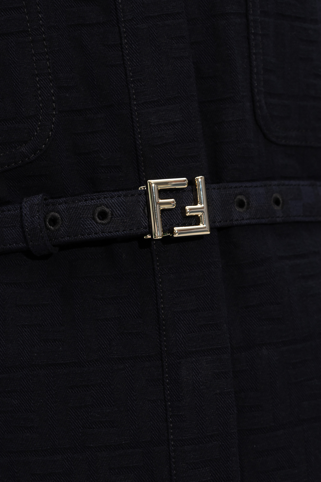 Fendi Ff Monogram Belted Ski Suit In Black