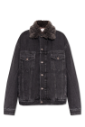 Acne Studios BLACK Denim jacket with fur collar