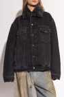 Acne Studios BLACK Denim jacket with fur collar